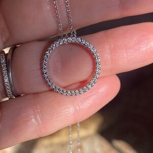 Roberto Coin Tiny Treasures Medium Diamond Circle 18K White Gold Necklace